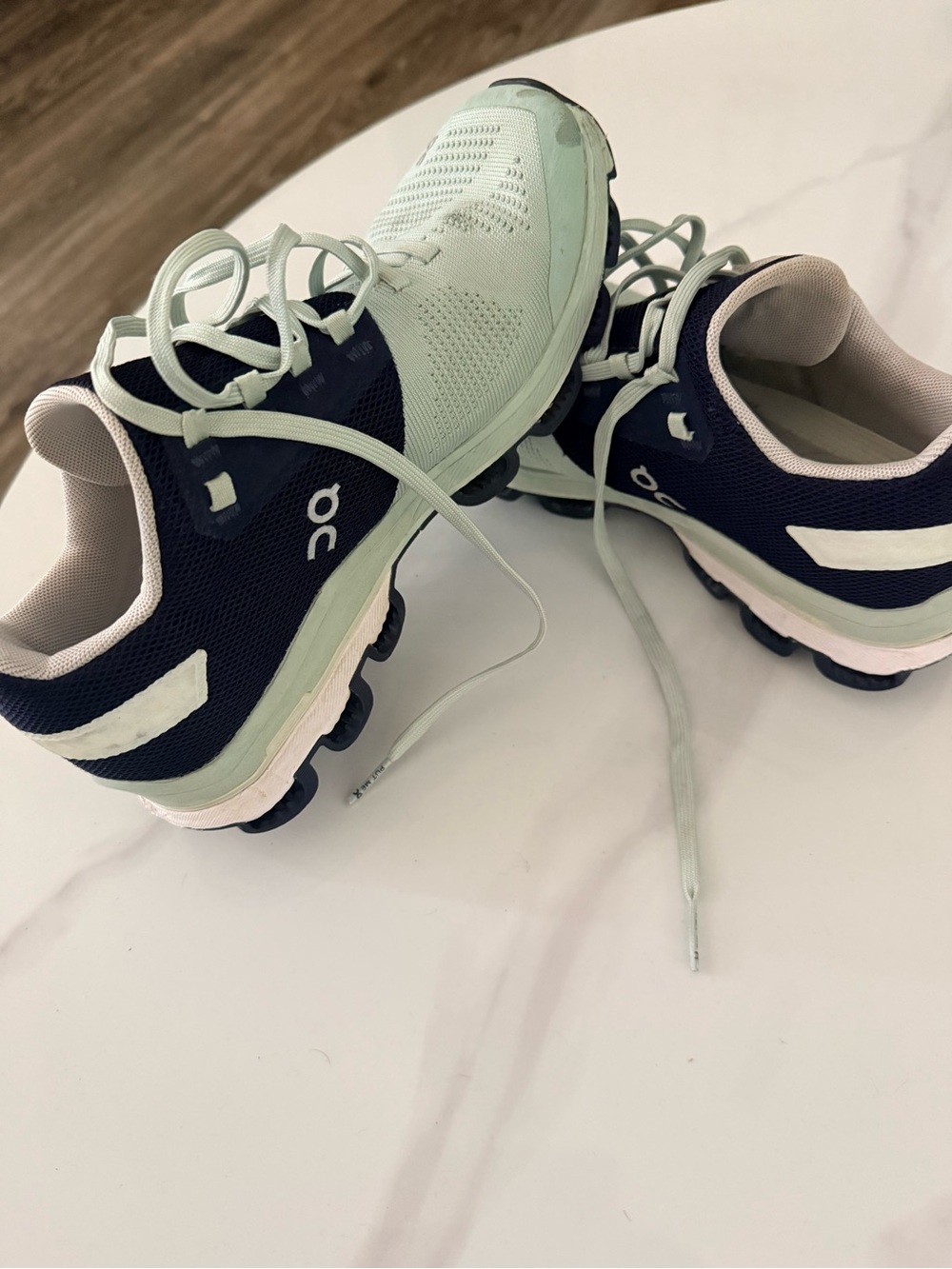 On Running Kids Sneakers in Black and Mint Green